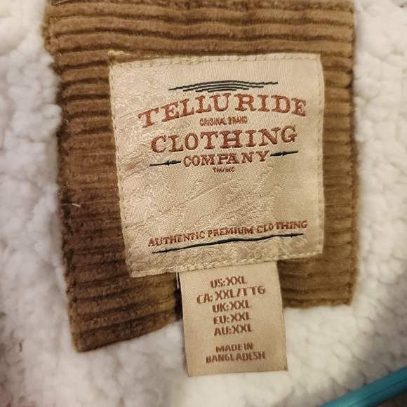 TELLURIDE CAMEL BROWN CORDUROY SHERPA LINED SNAP/BUTTON UP JACKET MENS SIZE XXL - Picture 4 of 10